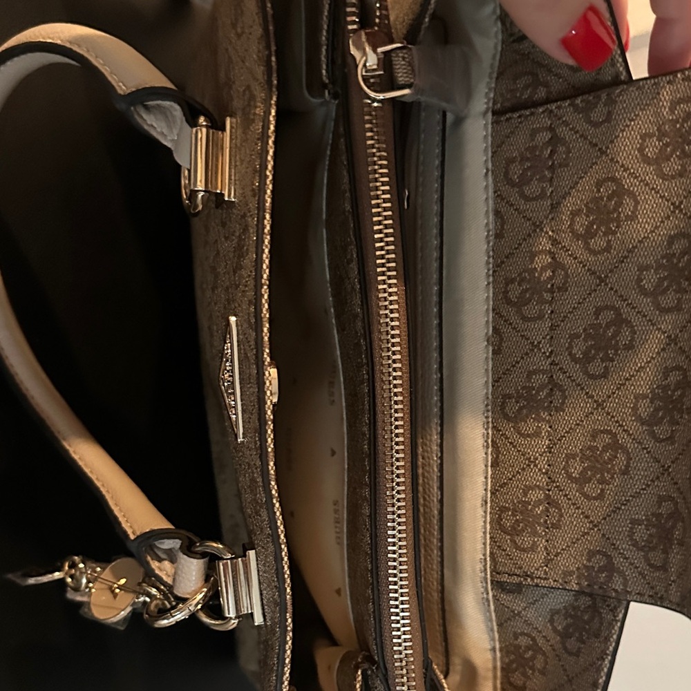 GUESS Tan Monogram Satchel - Picture 2 of 4